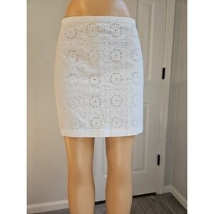 Madewell Mini Skirt Ivory Embroidered Eyelet Sunflower Skirt Women 8
